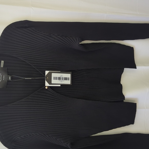 Aleeza Paris Sweaters - ALEEZA Paris Black Ribbed Cardigan NWT Large